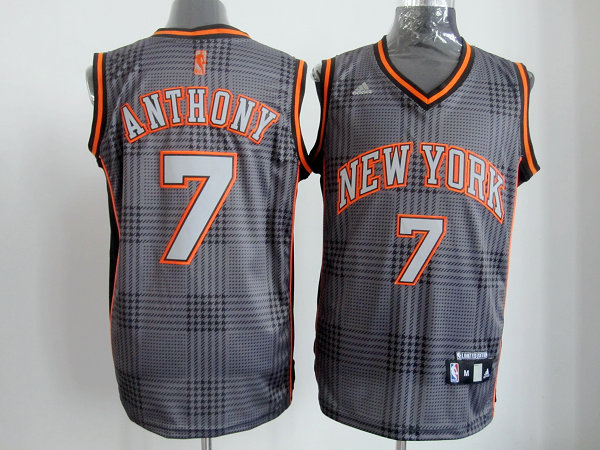  NBA New York Knicks 7 Carmelo Anthony Black Square Swingman Jersey